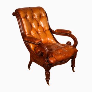 Antique Chesterfield Lounge Chair-HPU-2033698