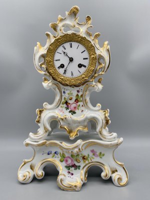 Antique Chimney Clock in Porcelain by Japy Frere, Paris, France, 1850s-CZ-1794513