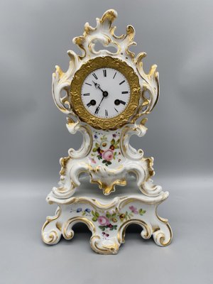 Antique Chimney Clock in Porcelain by Japy Frere, Paris, France, 1850s-CZ-1794513