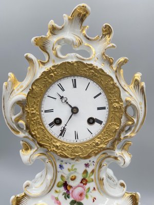 Antique Chimney Clock in Porcelain by Japy Frere, Paris, France, 1850s-CZ-1794513