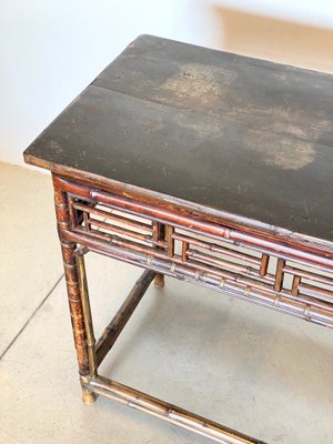 Antique Chinese Bamboo Console Table, 1800s-NPC-872605