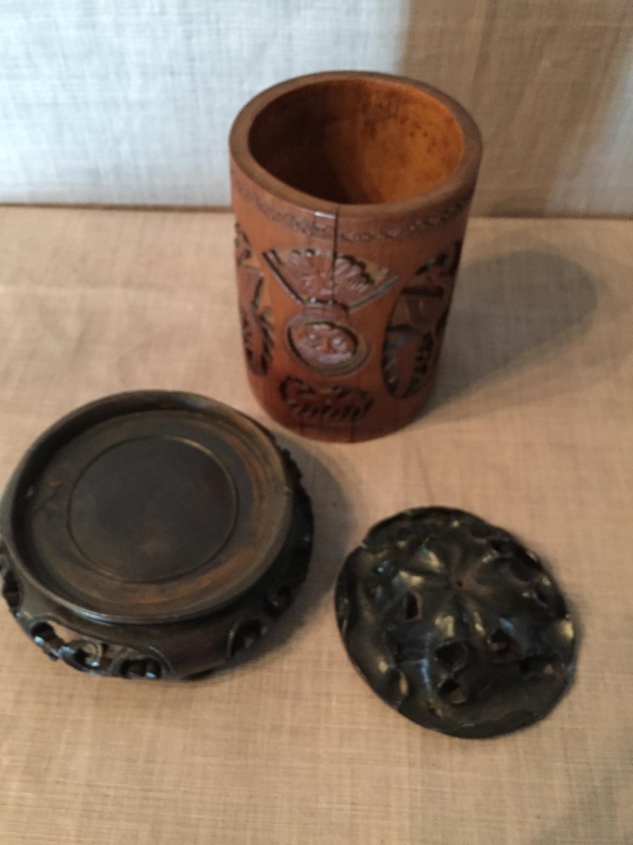 Antique Chinese Bamboo Tea Box from Rue Vivienne