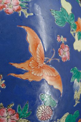 Antique Chinese Blue Ceramic Lamp with Butterflies, 1865-XNH-1804551