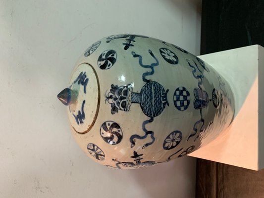 Antique Chinese Blue Glazed Porcelain Vase-IKW-787696