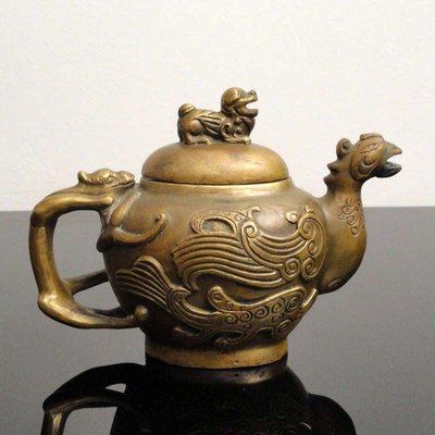 Antique Chinese Bronze Teapot Pitcher-YGE-590359