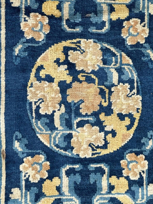 Antique Chinese Cotton and Wool Rug