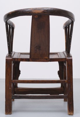 Antique Chinese Elm Wood Horseshoe Armchair-GCG-1257262