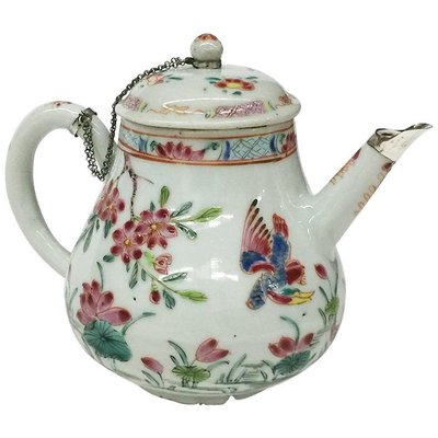 Antique Chinese Famille Rose Teapot With Cover-UCH-1224797