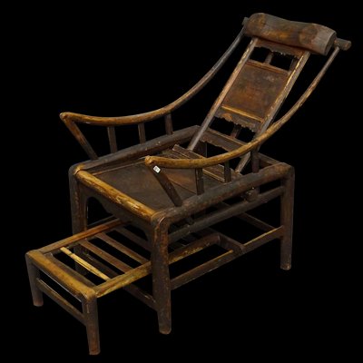 Antique Chinese Handcrafted Bamboo Lounge Chair, 1860s-BHG-1282857