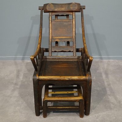 Antique Chinese Handcrafted Bamboo Lounge Chair, 1860s-BHG-1282857