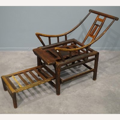 Antique Chinese Handcrafted Bamboo Lounge Chair, 1860s-BHG-1282857