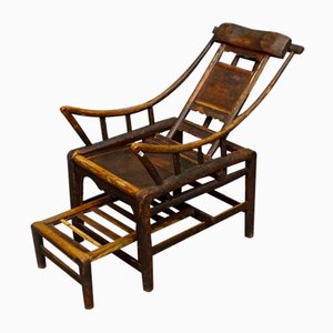 Antique Chinese Handcrafted Bamboo Lounge Chair, 1860s-BHG-1282857