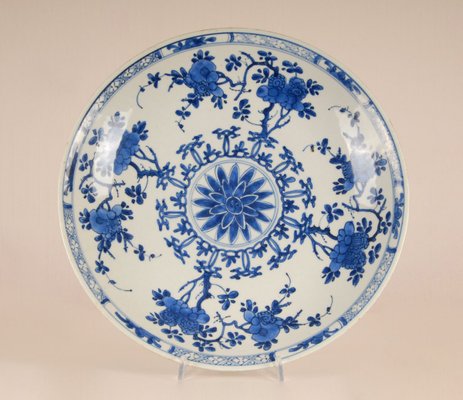 Antique Chinese Kangxi Period Blue & White Porcelain Charger Plate, 1600s-GOE-885844