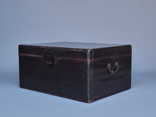 Antique Chinese Linen Trunk Chest-MB-1174894