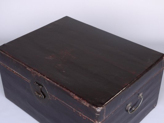 Antique Chinese Linen Trunk Chest-MB-1174894