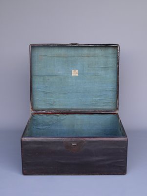 Antique Chinese Linen Trunk Chest-MB-1174894