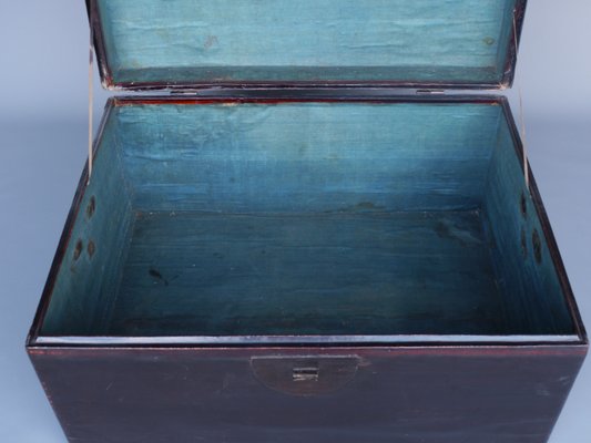 Antique Chinese Linen Trunk Chest-MB-1174894