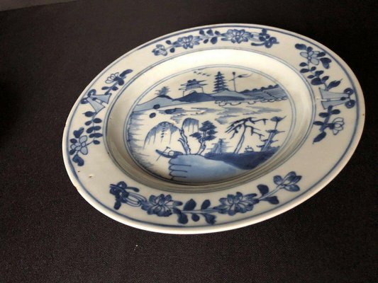 Antique Chinese Plate in Blue and White Porcelain-QKG-1331511