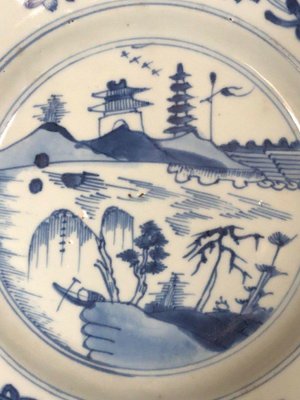 Antique Chinese Plate in Blue and White Porcelain-QKG-1331511