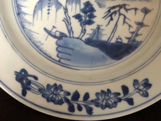 Antique Chinese Plate in Blue and White Porcelain-QKG-1331511