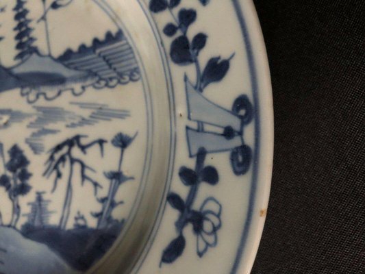 Antique Chinese Plate in Blue and White Porcelain-QKG-1331511