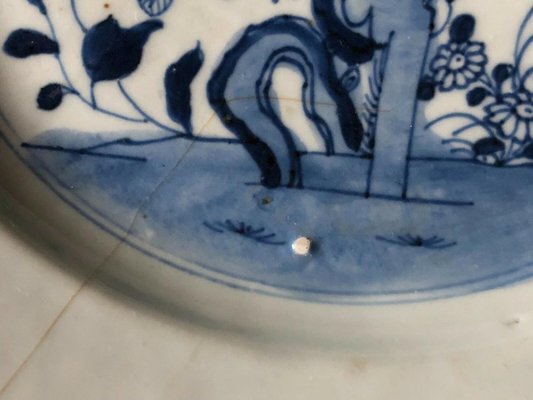 Antique Chinese Porcelain Plate with Floral Blue and White-QKG-1331499