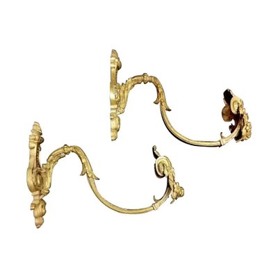 Antique Chiseled and Gilded Bronze Curtain Hooks / Embrasses, Set of 2-QRS-864036