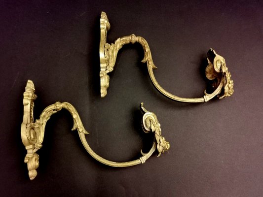 Antique Chiseled and Gilded Bronze Curtain Hooks / Embrasses, Set of 2-QRS-864036