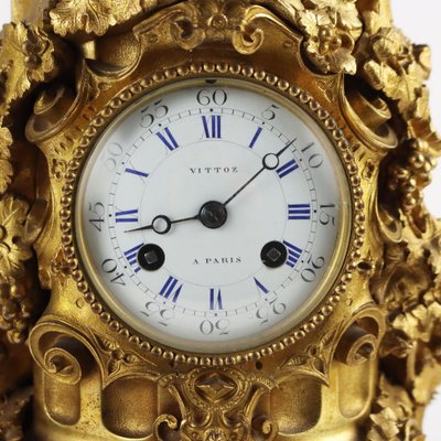 Antique Clock in Bronze from Vittoz, Paris, 19th Century-VMM-2044006