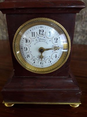 Antique Clock with Sculpture of a Drummer from E.Thomas-AKA-715628