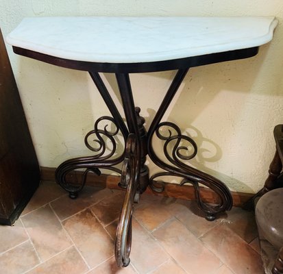 Antique Console Table with Marble Top by Michael Thonet-NUO-862311