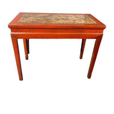 Antique Console Table with Marble Top Painted in Red-TCS-1819889