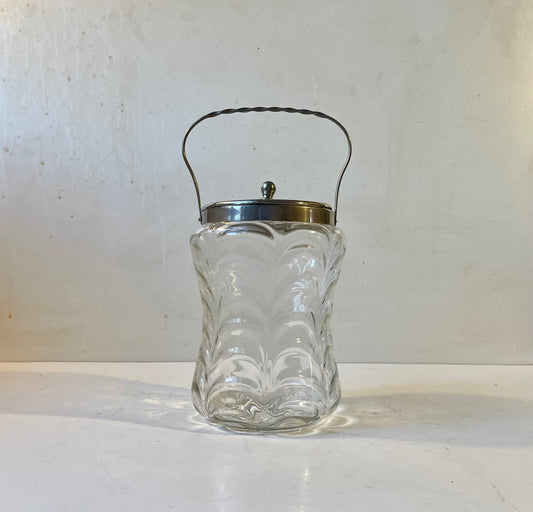 Antique Cookie Jar in Optical Glass by Holmegaard, 1890s