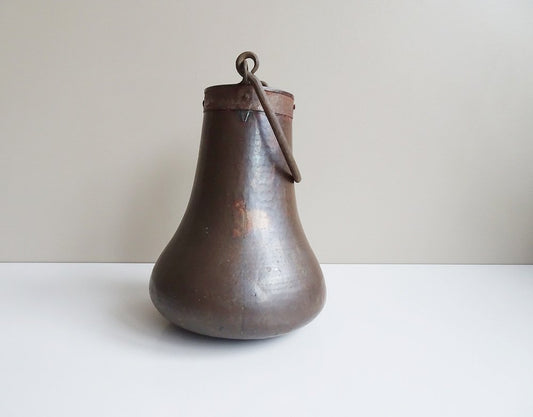 Antique Copper Pot with Forged Iron Handle