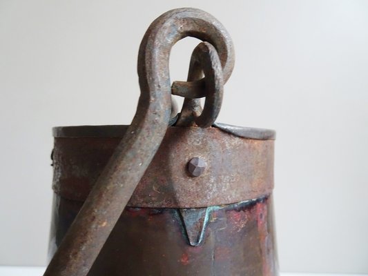 Antique Copper Pot with Forged Iron Handle-BLG-1248879