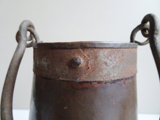 Antique Copper Pot with Forged Iron Handle-BLG-1248879