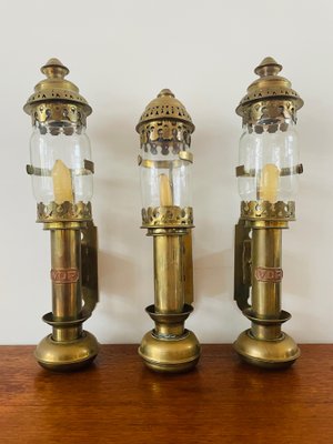 Antique Copper Train Wall Lanterns, Set of 3-WQJ-1154733