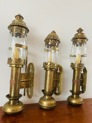 Antique Copper Train Wall Lanterns, Set of 3-WQJ-1154733