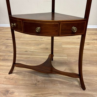 Antique Corner Washbasin in Mahogany with Boxwood Inlay, England, Set of 3-ALF-2033614