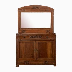 Antique Credenza with Mirror in Cherry, 1890s, Set of 2-IJR-1731690