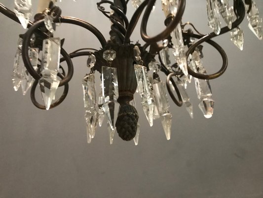 Antique Crystal Bronze Chandeliers, 1920s, Set of 2-JJC-713489