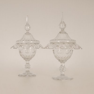 Antique Crystal Cut Glass Vases, Set of 2-GOE-1426337