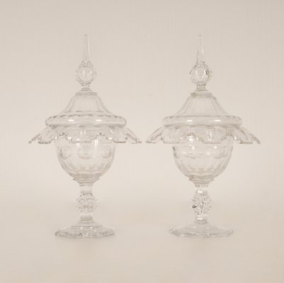 Antique Crystal Cut Glass Vases, Set of 2-GOE-1426337