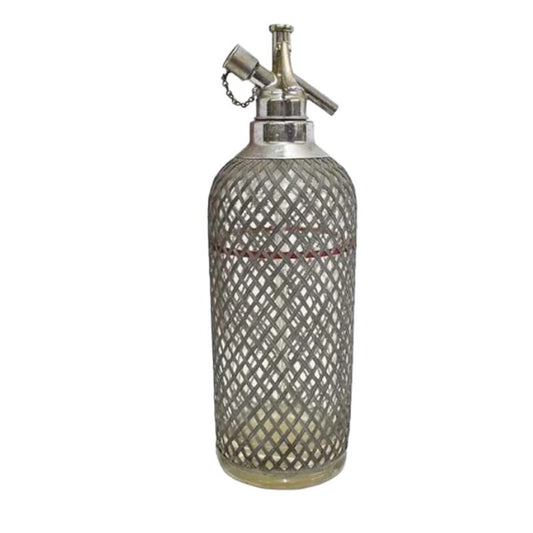 Antique Crystal Siphon Covered with Silver Metal Mesh