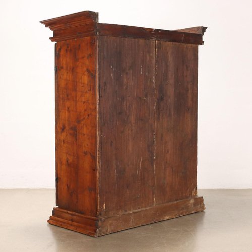 Antique Cupboard in Silver & Fir with Drawings, Tyrol, 18th Century