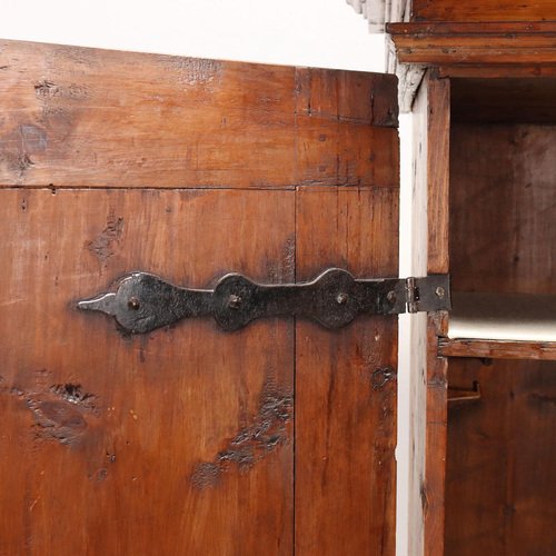 Antique Cupboard in Silver & Fir with Drawings, Tyrol, 18th Century