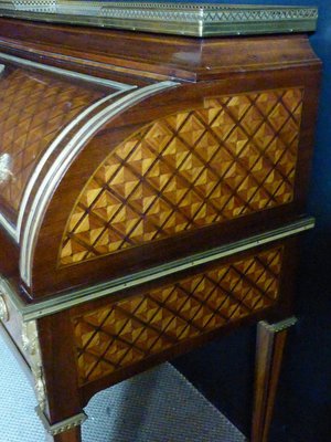 Antique Cylinder Desk in Marquetry-WSV-699443