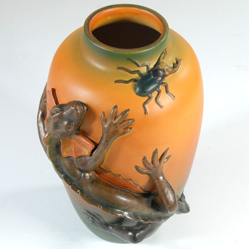 Antique Danish Art Nouveau Ceramic Floral Vase from Ipsen, 1920s