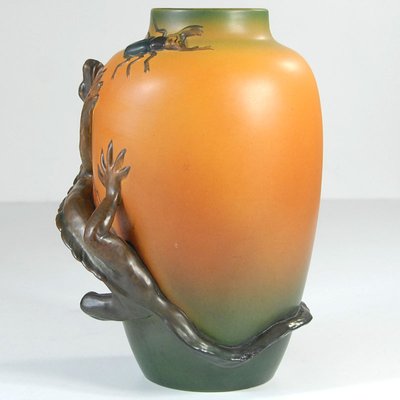 Antique Danish Art Nouveau Ceramic Floral Vase from Ipsen, 1920s-GIW-926003