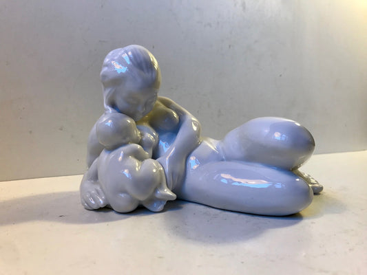 Antique Danish Blanc de Chine Mother & Child Figurine by Kai Nielsen for Bing & Grondahl